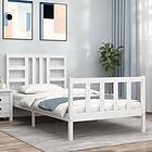 vidaXL Bed Frame med sänggavel vit 90x190 cm massivt trä 3191937