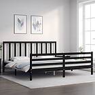 vidaXL Bed Frame med huvudgavel svart 200x200 cm massivt trä 3193815
