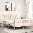 vidaXL Bed Frame med huvudgavel 4FT6 dubbel massivt trä 3193311