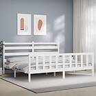 vidaXL Bed Frame med huvudgavel vit 180x200 cm massivt trä 3192052