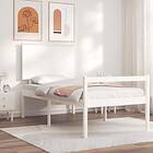 vidaXL Bed Frame med huvudgavel vit 90x200 cm massivt trä 3195467
