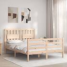 vidaXL Bed Frame med huvudgavel dubbelsäng massivt trä 3194281