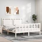 vidaXL Bed Frame med huvudgavel vit 160x200 cm massivt trä 3192177