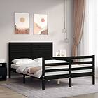 vidaXL Bed Frame med huvudgavel svart 120x200 cm massivt trä 3195025