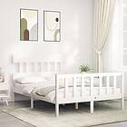 vidaXL Bed Frame med huvudgavel vit 140x190 cm massivt trä 3193317