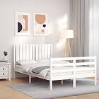 vidaXL Bed Frame med huvudgavel vit dubbelsäng massivt trä 3194737