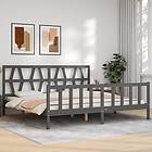 vidaXL Bed Frame med huvudgavel grå massivt trä 3192508