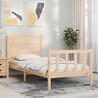 vidaXL Bed Frame med huvudgavel 90x200 cm massivt trä 3192736
