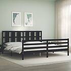 vidaXL Bed Frame med huvudgavel svart 200x200 cm massivt trä 3194140