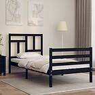 vidaXL Bed Frame med huvudgavel svart 90x200 cm massivt trä 3194950