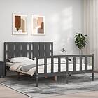 vidaXL Bed Frame med huvudgavel grå 5FT King Size massivt trä 3192238