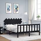 vidaXL Sängynrunko med huvudgavel svart 5FT King Size massivt trä 3193475