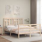 vidaXL Bed Frame med huvudgavel 120x200 cm massivt trä 3194956