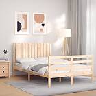 vidaXL Bed Frame med huvudgavel dubbelsäng massivt trä 3194736