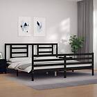 vidaXL Bed Frame med huvudgavel svart 200x200 cm massivt trä 3194725