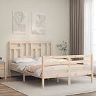 vidaXL Bed Frame med huvudgavel dubbelsäng massivt trä 3194931
