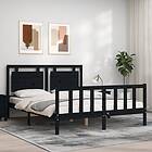 vidaXL Sängynrunko med huvudgavel svart 160x200 cm massiv furu 3192180