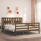 vidaXL Bed Frame med huvudgavel honungsbrun 160x200 cm massivt trä 3194584