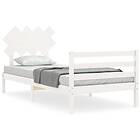 vidaXL Bed Frame med huvudgavel vit 100x200 cm massivt trä 3195277