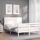 vidaXL Bed Frame med huvudgavel vit 140x200 cm massivt trä 3194637