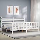 vidaXL cadre de lit med huvudgavel vit 200x200 cm massivt trä 3192057
