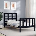 vidaXL Bed Frame med sänggavel svart 2FT6 Small enkel massivt trä 3192065