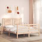 vidaXL Bed Frame med huvudgavel dubbelsäng massivt trä 3194541