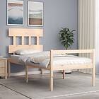 vidaXL Bed Frame med huvudgavel enkelsäng massivt trä 3195381