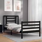 vidaXL Bed Frame med huvudgavel svart 100x200 cm massivt trä 3194695