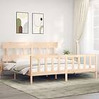 vidaXL Bed Frame med huvudgavel massivt trä 3193351