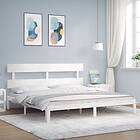 vidaXL Sängynrunko med huvudgavel vit 200x200 cm massivt trä 3193552