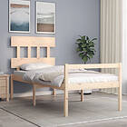 vidaXL Bed Frame med huvudgavel 90x200 cm massivt trä 3195401