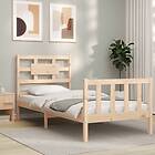 vidaXL Bed Frame med sänggavel 2FT6 Small enkel massivt trä 3192516