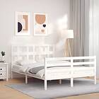 vidaXL Bed Frame med huvudgavel vit 140x190 cm massivt trä 3194812