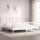 vidaXL Bed Frame med huvudgavel vit massivt trä 3193092