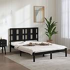 vidaXL Sängynrunko svart massivt trä 135x190 cm 3105579