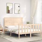 vidaXL Bed Frame med huvudgavel dubbelsäng massivt trä 3193371