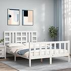 vidaXL Bed Frame med huvudgavel vit 4FT6 dubbel massivt trä 3191947