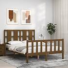 vidaXL Bed Frame med huvudgavel honungsbrun dubbelsäng massivt trä 3192204