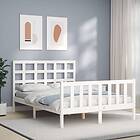 vidaXL Bed Frame med huvudgavel vit 120x200 cm massivt trä 3192097