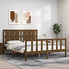 vidaXL Sängynrunko med huvudgavel honungsbrun 160x200 cm massivt trä 3192244