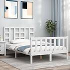 vidaXL Bed Frame med huvudgavel vit 120x200 cm massivt trä 3191967