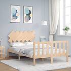 vidaXL Bed Frame med huvudgavel dubbelsäng massivt trä 3193436