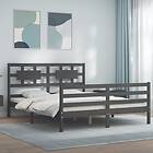 vidaXL Sängynrunko med huvudgavel grå 5FT King Size massivt trä 3194448