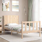 vidaXL Bed Frame med huvudgavel enkelsäng massivt trä 3192911