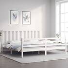 vidaXL Bed Frame med huvudgavel vit 200x200 cm massivt trä 3193812