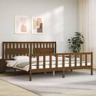 vidaXL Bed Frame med huvudgavel honungsbrun 200x200 cm massivt trä 3192449