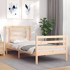 vidaXL Bed Frame med huvudgavel enkelsäng massivt trä 3194666