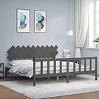 vidaXL Sängram med huvudgavel grå 200x200 cm massivt trä 3193488