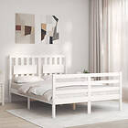 vidaXL Bed Frame med huvudgavel vit 140x200 cm massivt trä 3194312